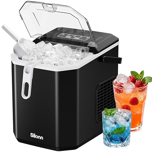 Silonn Countertop Ice Maker Machine (Fast Ice, 9 Cubes in 6 Minutes)
