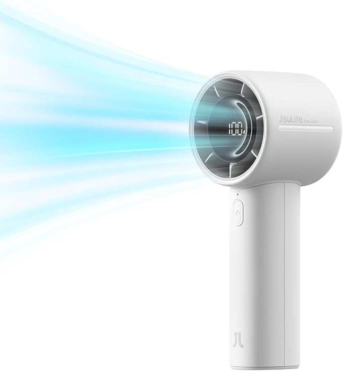 JISULIFE Turbo Handheld Fan (5000 mAh, 5 Speeds, Gray)