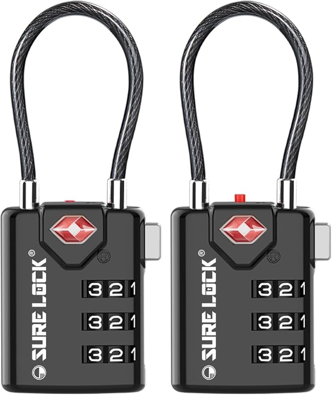 SURE LOCK TSA‑Compatible Luggage Locks (2‑Pack)